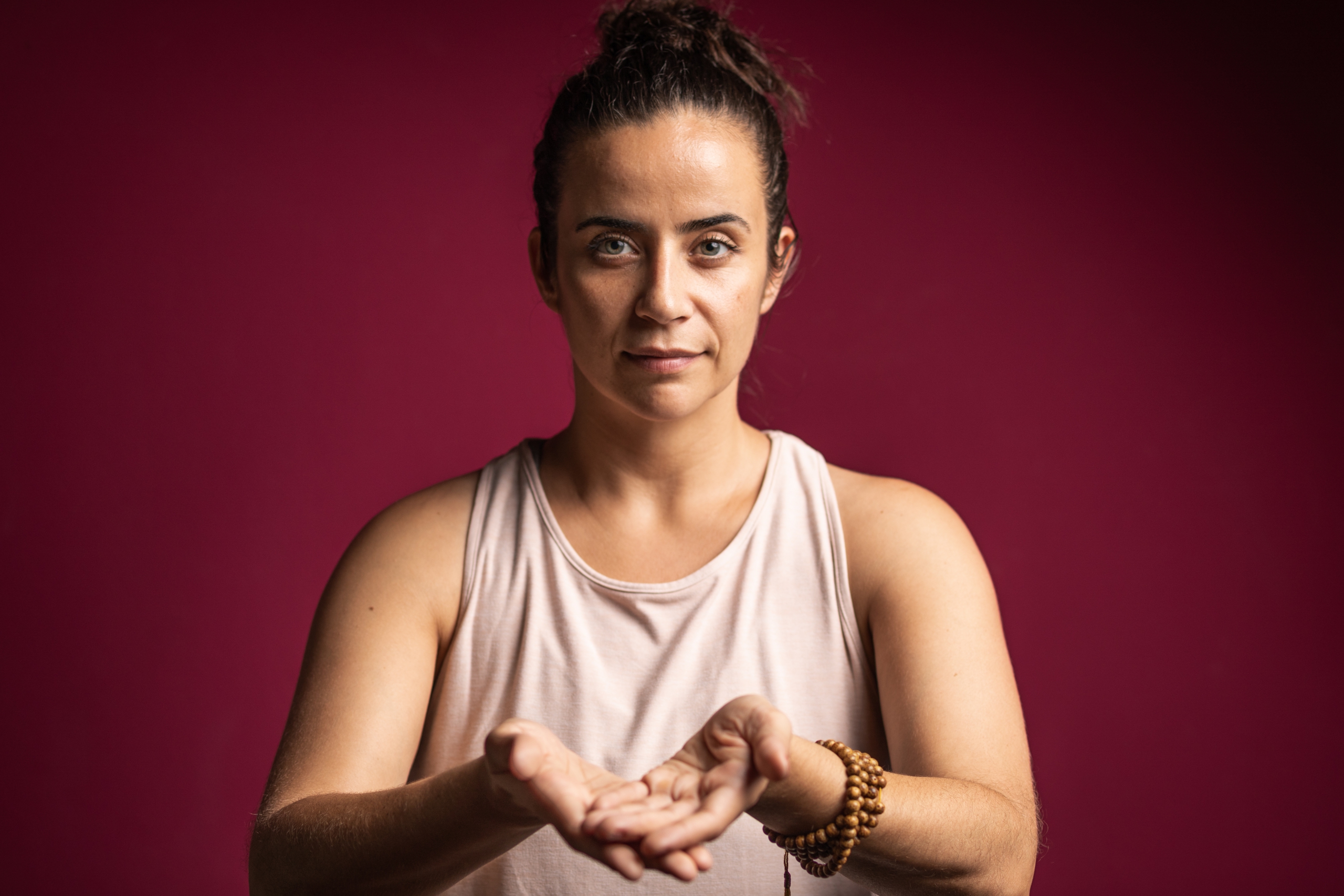 Picture of Anusheh Petterson - Yoga by heart - making a gesture of welcoming